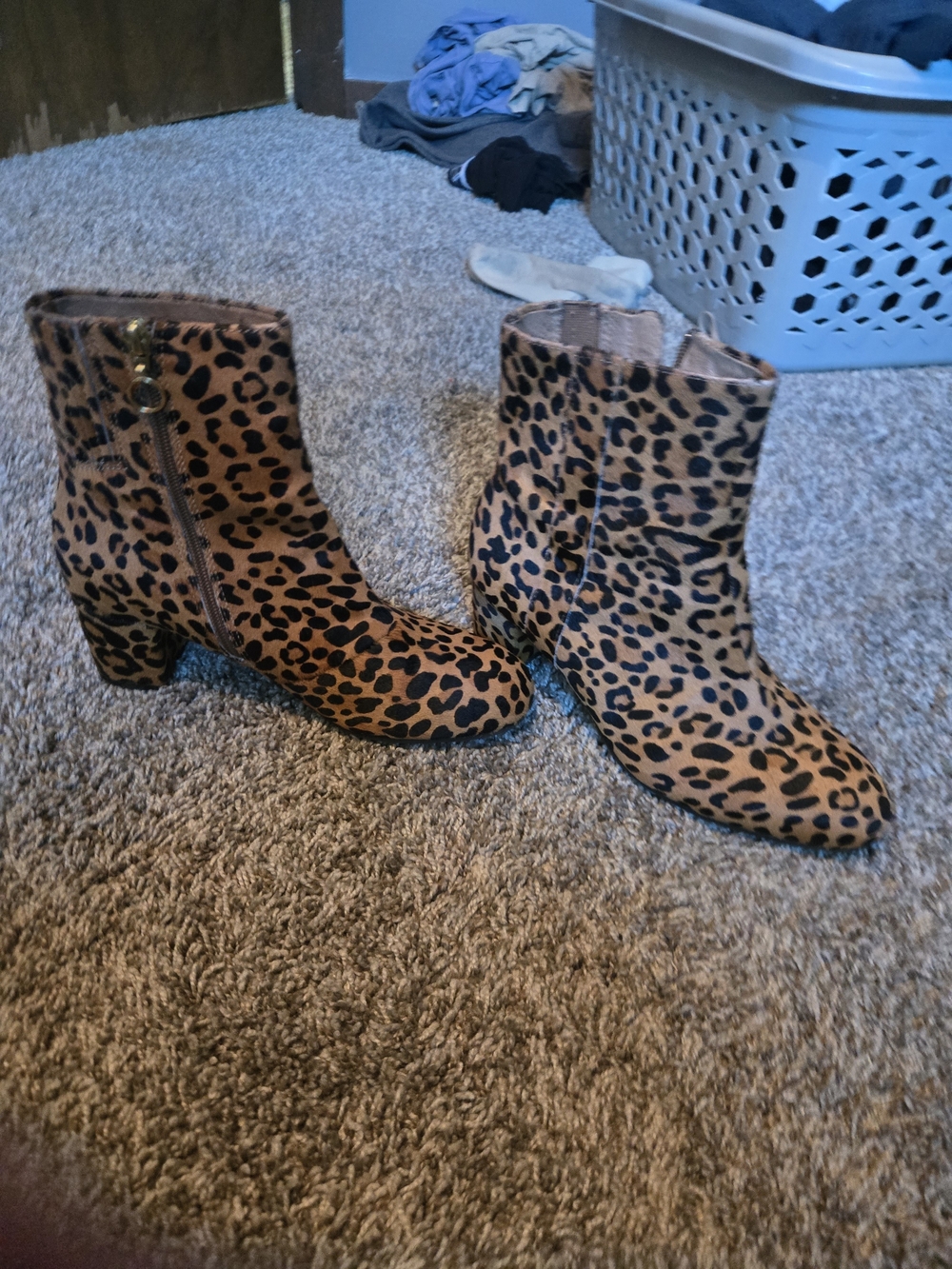 Leopard Print Ankle Boots - Women's Tan & Black Chelsea Style Earth Shoes